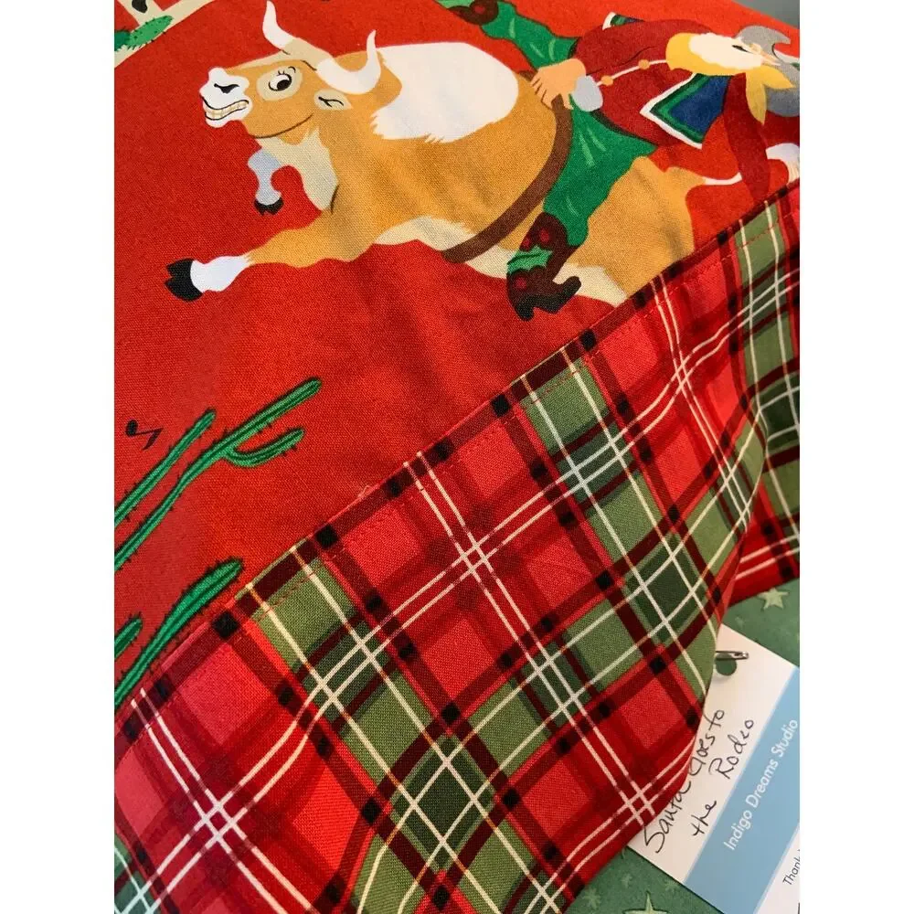 Santa Goes to the Rodeo Toddler Pillowcase, Handmade Designer Cotton